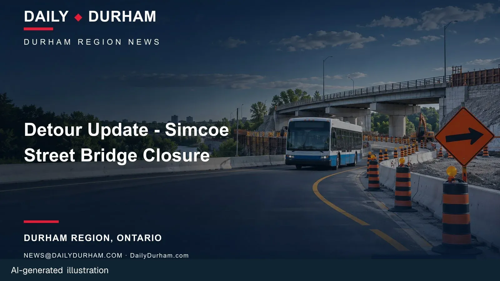 AI-generated branded transit feature illustration for Daily Durham.