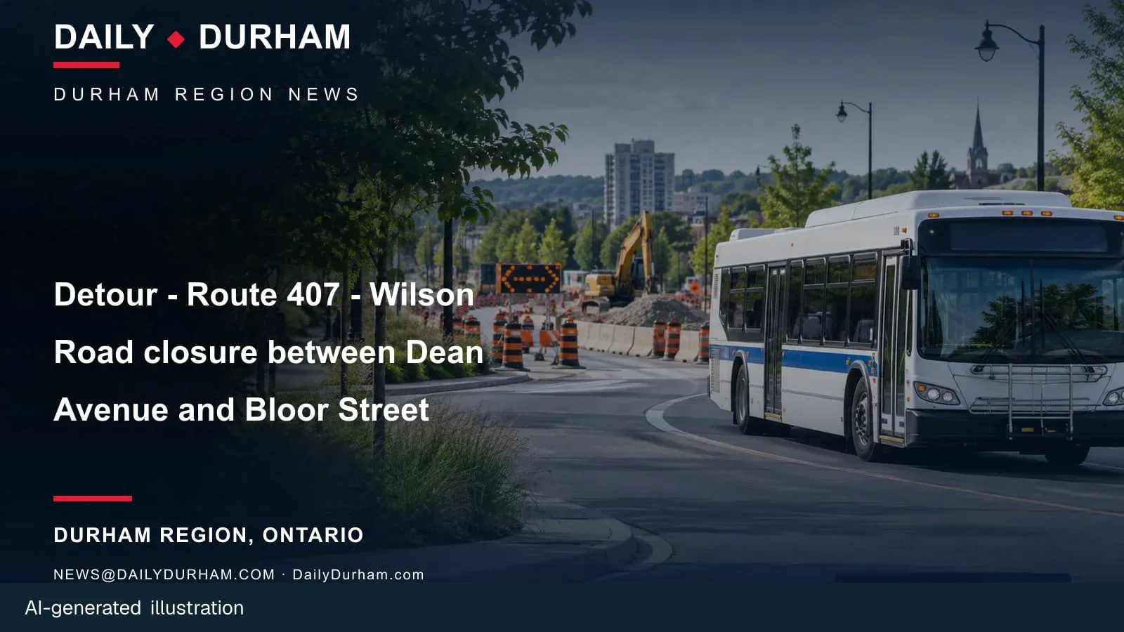 AI-generated branded transit feature illustration for Daily Durham.
