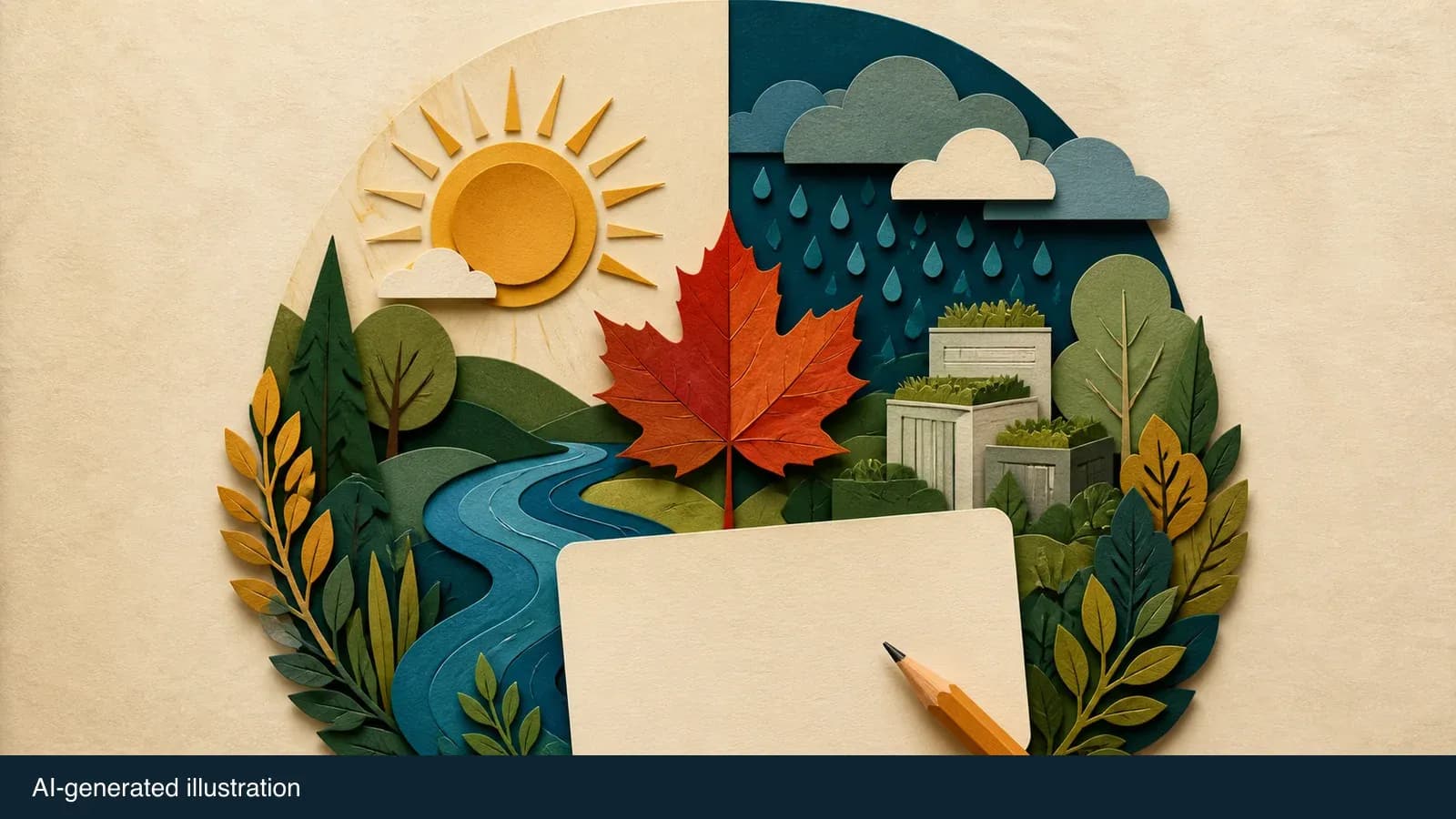 Illustrated local environment and consultation card. AI-generated illustration.