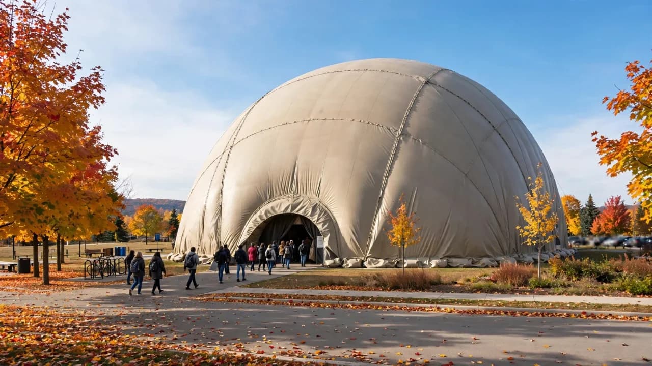 AI-generated illustration of a new multi-sport dome at the Bowmanville Community Complex